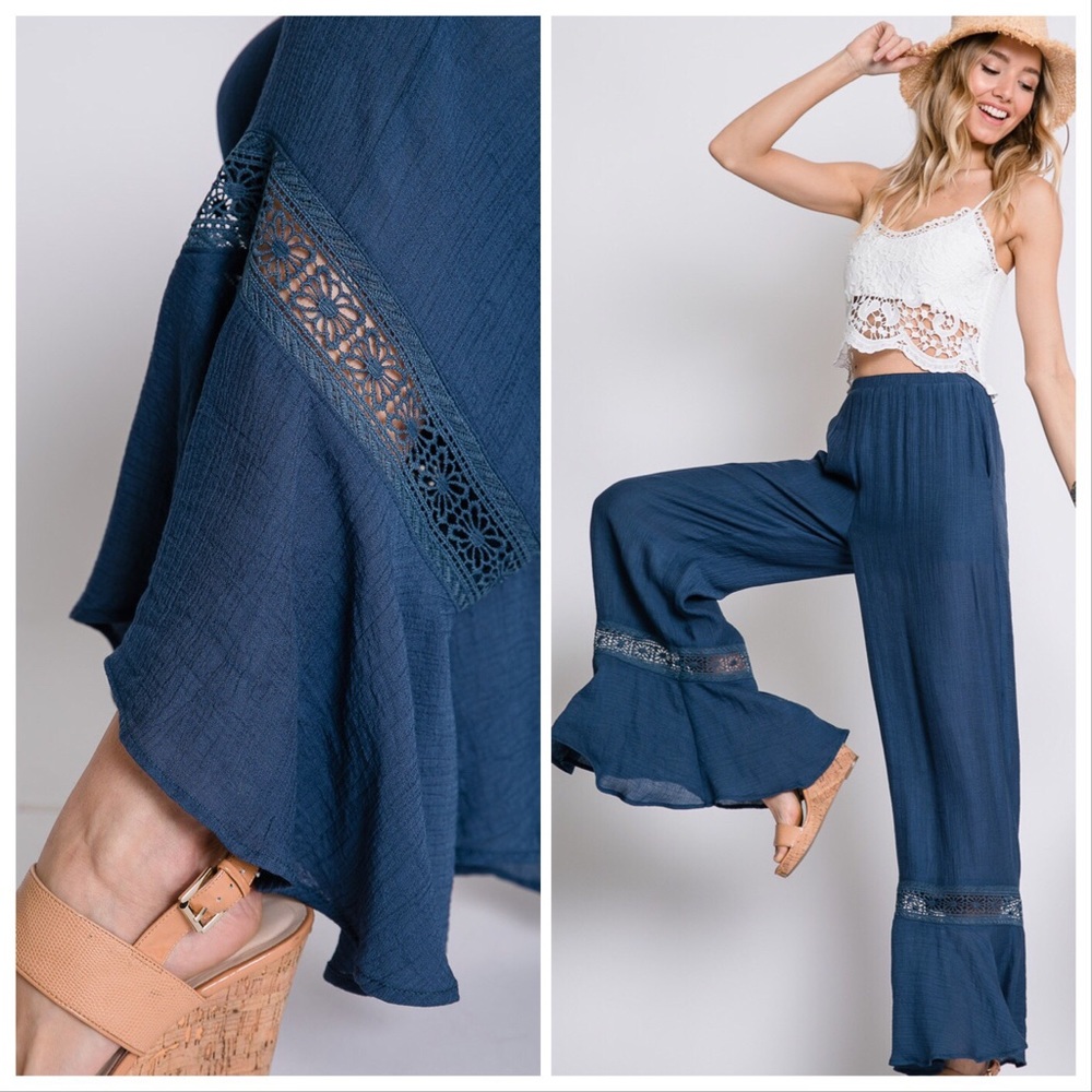 Indigo Teal Palazzo Hippy Pants - Picture 4 of 7